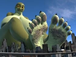 3d_(artwork) 3d_animation 4:3 5_toes animated anthro big_breasts black_nails breasts city colored_nails countershading digital_media_(artwork) dirty_feet feet female foot_fetish foot_focus green_body green_scales humanoid_feet macro margret_stalizburg mature_anthro mature_female nails nipples no_sound nude orange_eyes plantigrade reptile scales scalie short_playtime sky snake soles solo tagme telehypnotic toes tongue tongue_out video yellow_sclera zp92