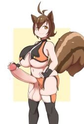 1futa absurd_res animal_humanoid ass balls big_butt blazblue bodily_fluids bottomless breasts brown_hair clothed clothing cum cum_drip dripping erection futa_only futanari genital_fluids genitals gynomorph hair hi_res huge_breasts huge_cock humanoid intersex light-skinned_futanari light_skin makoto_nanaya mammal mammal_humanoid mostly_nude navel orange_eyes penis rodent rodent_humanoid sakanadaze sciurid sciurid_humanoid short_hair smile solo squirrel_ears squirrel_girl squirrel_tail standing thick_thighs tree_squirrel_humanoid under_boob wide_hips