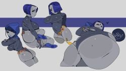 1girls ass belly big_ass big_belly big_breasts blue_hair breasts dc dc_comics expansion fat female grey_skin huge_breasts precioustimespent raven_(dc) sequence teen_titans thick_thighs torn_clothes wardrobe_malfunction weight_gain