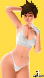 1girls 3d brown_hair female female_only overwatch roshblue short_hair solo tracer