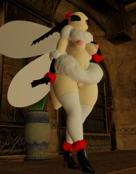 3d 3d_(artwork) antennae background blender breasts bug_fables compound_eyes female female_only fluffy heels hips hourglass_figure lorded medium_breasts moth mothiva_(bug_fables) naked_footwear nipples pink_nipples pose pussy thick_thighs wide_hips yellow_skin