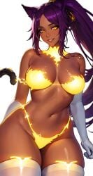 ai_generated big_breasts bleach bleach:_the_thousand-year_blood_war brown_body brown_skin cat_ears cat_tail catgirl coomette shihouin_yoruichi