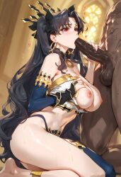 ai_generated ass big_breasts big_penis blowjob dark-skinned_male fate/grand_order fate_(series) ishtar_(fate) penis thiccwithaq_(ai_style)