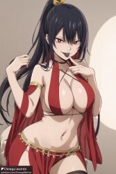 ai_generated big_breasts blue_hair dancer_outfit edens_zero female homura_kogetsu omega-weirdo patreon posing red_eyes seducing seductive_look seductive_smile tongue_out