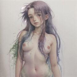 1girls adorable cute female girl green_eyes hard_nipples human human_only innocent naked naked_female naked_girl nervous nipples no_bra no_panties not_furry nude nude_female painting perky_breasts petite purple_hair red_cheeks slim small_breasts solo solo_female sweet teenage_girl teenager watercolor watercolor_(artwork) young young_girl young_woman