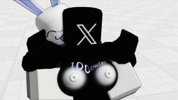 3d ^w^ alternate_version_available animated bb_(bbnnuuyy) bbnnuuyy black_skin bouncing_breasts bunny_boy bunny_ears faceless_character faceless_female follower_celebration fondling fondling_breast large_breasts milestone_celebration roblox robloxian socialmedia_humanized tagme twitter twitter_logo white_fur wide_hips x_(social_media)