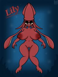 big_breasts breasts furry furry_only lily_(theyisus55) monster monster_girl nipples oc original_character original_characters pussy red_body squid squid_girl squid_humanoid theyisus55 underwater yellow_eyes