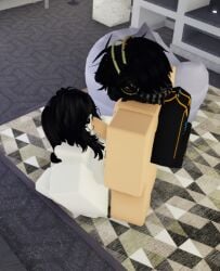 1boy1girl blowjob bunmads bunmadss glasses roblox roblox_avatar roblox_game sniffing sucking_tip white_skin