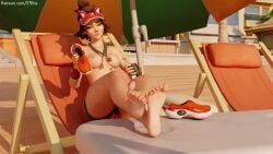 27bits 3d feet foot_fetish kiriko_(overwatch) lifeguard_kiriko overwatch overwatch_2 shoes shoes_removed soles toes