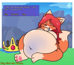 fat fat_fetish furry inflated_belly inflation king_slime_(terraria) nyyakikki re-logic slime_inflation terraria weight_gain werefox zoologist_(terraria)