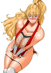 blush breasts capcom cleavage final_fight large_breasts maki_genryusai panties smile