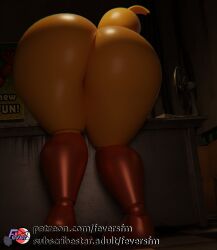 1girls 3d animatronic ass back_view big_ass fat_ass female female_only feversfm five_nights_at_freddy's five_nights_at_freddy's_2 furry huge_ass robot robot_girl scottgames sfm solo solo_female thick_ass thick_thighs toy_chica_(fnaf) wide_hips yellow_body yellow_skin