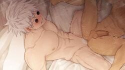 2boys abs anal anal_sex anal_sex balls bed blue_eyes blush blush eeee_san erect_nipples erect_penis erection fucked_silly gay gay_anal gay_male gay_sex happy happy_sex jujutsu_kaisen male male/male male_penetrated male_penetrating male_penetrating_male muscles muscular muscular_male naked naked_male nipples nude nude_male open_legs pecs pectorals penetration penis pink_nipples pubic_hair satoru_gojo sex spread_legs sunglasses teenager testicles white_hair yaoi young younger_male