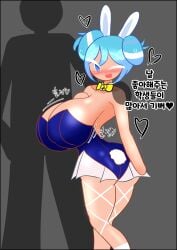 ass bunnysuit cookie_run cookie_run_kingdom cream_soda_cookie female/male korean_text nekosample