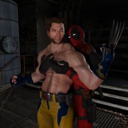 2boys 3d abs deadpool deadpool_&_wolverine_(2024) gay lumpyrumps_(artist) male male_focus male_only marvel marvel_comics wolverine_(x-men) x-men