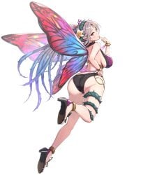 1girls 2024 absurdres adjusting_clothes adjusting_swimsuit alternate_costume ass ass_focus bikini black_bikini blush bracelet breasts butterfly_wings cleavage facial_mark fairy fairy_wings female female_only finger_to_mouth fingernails fire_emblem fire_emblem_heroes flower forehead_mark from_behind full_body gonzarez grey_hair hair_flower hair_ornament high_heels highres insect_wings jewelry large_breasts leg_up light-skinned_female light_skin lips long_hair looking_at_viewer looking_back nintendo official_alternate_costume parted_bangs plant plumeria_(fire_emblem) plumeria_(summer)_(fire_emblem) pointy_ears red_eyes seductive_smile sideboob simple_background smile solo sweat sweatdrop swimsuit thigh_strap thighs thorns vines white_background wings