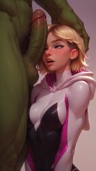 ai_generated big_penis female green_penis gwen_stacy hulk hulk_(series) marvel marvel_comics meat_master penis spider-gwen spider-man_(series)