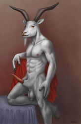 1boy anthro balls erection goat hooves horns male male_only morticus nude penis solo