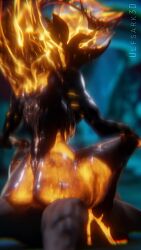 1female 1male 3d anal anal_sex animated ass ass_focus asshole big_ass big_thighs blender bouncing_ass breasts butt_focus cowgirl_position dark-skinned_male ember_(warframe) ember_heirloom_(warframe) female fire flames jiggling_ass jiggling_breasts riding riding_penis sound tagme ulfsark3d video warframe