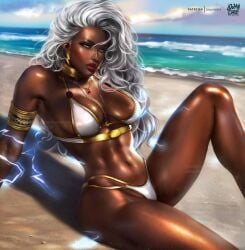 ass big_ass big_breasts bikini breasts dark-skinned_female dark_skin female huge_ass huge_breasts large_ass large_breasts logan_cure marvel marvel_comics ororo_munroe solo storm_(x-men) swimsuit thick_thighs x-men