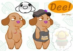 animal_crossing animal_crossing_new_horizons bottomless canine dog_ears igivemadhead naked naked_female oc original_character tiny_breasts topless