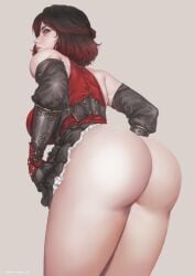 1girls alternate_version ass ass_focus bare_ass bare_legs bare_thighs big_ass black_and_red_hair bubble_ass bubble_butt dat_ass fat_ass female large_ass light-skinned_female light_skin looking_at_viewer looking_back mature_female mature_woman milf mother pale-skinned_female pale_skin pantsless partially_clothed partially_clothed_female prinzkuon red_and_black_hair red_hair rooster_teeth rwby silver_eyes solo solo_female summer_rose thick thick_ass viz_media wide_hips