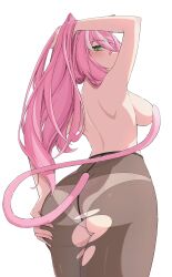 1girls 2d 2d_(artwork) animal_ears animal_tail ass back_view backboob big_breasts black_pantyhose cat_ears cat_tail catgirl enya_yoruneko female female_focus green_eyes hand_in_ass high_resolution highres latam_virtual_youtuber light-skinned_female light_skin long_hair looking_at_viewer looking_back looking_back_at_viewer low-angle_view panties pantyhose pink_hair simple_background slim_girl solo solo_female solo_focus standing virtual_youtuber vtuber vtuberfanart white_background young younger_female