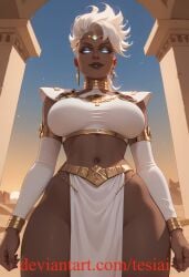 1girls ai_generated ass big_ass big_breasts breasts dark-skinned_female dark_skin female female_only human human_only marvel marvel_comics mohawk_(hairstyle) muscular muscular_female ororo_munroe solo solo_female storm_(x-men) tesiai thick_thighs white_hair x-men