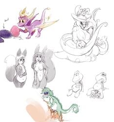 birthing blush breasts claws crest dragon dragonfly egg eye_contact eyes female glasses hat heart horns kangaskhan looking_at_another male penis pince-nez pokemon pokemon_(species) purple_eyes purplekecleon pussy rodent scarf serperior sex size_difference snivy sparx spyro spyro_the_dragon squirrel tail thief wings