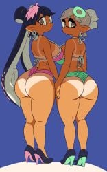 2girls alternate_breast_size alternate_version_available ass ass_focus beauty_mark bikini black_hair breasts bubble_butt callie_(splatoon) cousins dat_ass double_ass_focus facial_markings female heels hi_res hips huge_ass huge_breasts inkling light-skinned_female light_skin long_ears long_hair marie_(splatoon) mole_under_eye nintendo pointy_ears splatoon splatoon_(series) squid_sisters tan tan-skinned_female tanline tanlines tanned_skin thick_ass thick_thighs thighs tied_hair white_hair wide_hips yellow_eyes yuta_agc