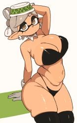 1girls alternate_version_available armpits ass beauty_mark breasts cleavage earring facial_markings female female_only huge_ass huge_breasts humanoid inkling latex light-skinned_female light_skin long_ears looking_at_viewer marie_(splatoon) mole_under_eye navel nintendo panties pointy_ears short_hair skindentation slightly_chubby splatoon splatoon_(series) symbol-shaped_pupils tentacle_hair thick_thighs thighhighs white_hair wide_hips yellow_eyes yuta_agc