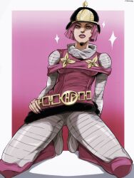 1girls breasts female female_only fully_clothed hot_pants_(jjba) human jojo's_bizarre_adventure light-skinned_female light_skin pink_hair short_hair shounen_jump solo steel_ball_run z3husky