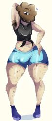 alvarodibujill1 armpits belly big_thighs body_hair bulge crop_top femboy hairy male_only one_eye seductive_look wide_hips