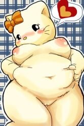 big_belly breasts edit female hello_kitty hello_kitty_(series) looking_at_viewer mimmy_white pussy sanrio slightly_chubby tanukimodoki