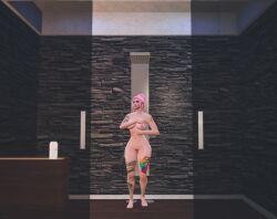 3d blue_eyes breasts breasts_out caught commission feet grand_theft_auto grand_theft_auto_online grand_theft_auto_v hair_bun hair_up hourglass_figure lana_valentine lips mismatched_pubic_hair naked naked_female nipples nopixel nude nude_female nullinvoid pink_hair pubes pubic_hair pussy shower showering spying tattoo tattoo_on_legs tattooed_arm tattoos thick_thighs thighs vagina