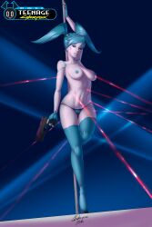 bakuhaku cyberpunk_2077 female gynoid high_heels huge_ass huge_breasts jenny_wakeman laser mechanical my_life_as_a_teenage_robot navel nipples plump pussy robot robot_girl solo solo_female solo_focus thick_thighs wide_hips xj-9