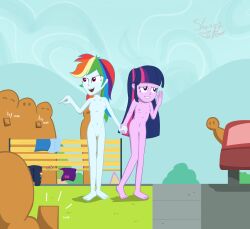 breasts bystanders camera clothes_removed embarrassed embarrassed_nude_female enf equestria_girls exhibitionism my_little_pony nipples phones public_nudity pussy rainbow_dash_(eg) straight_hair string_fever twilight_sparkle_(eg)