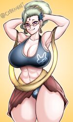 1girls abs big_ass big_breasts buddha_(shuumatsu_no_valkyrie) cobraahart genderswap genderswap_(mtf) glasses light-skinned_female light_skin record_of_ragnarok rule_63 shuumatsu_no_valkyrie