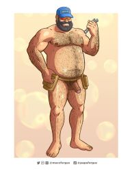 1boy artist_name balls ballsack baseball_cap beard beefy belt black_hair blue_hat body_hair chest_hair facial_hair flaccid foreman_spike foreskin hairy_balls hairy_male hat human intact male male_nipples male_only male_pubic_hair manly mario_(series) mature_male maxxfergus mostly_nude_male musclegut muscles muscular_male mustache nintendo partially_retracted_foreskin penis scrotum semi-erect smooth_penis solo spanner sunglasses super_mario_bros._(2023_film) testicles tool_belt uncut wrecking_crew