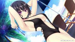 1girls female female_only game_cg marco_and_the_galaxy_dragon posing screencap swimsuit takao_kurosaki_(marco_and_the_galaxy_dragon)