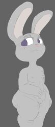 anthro breasts disney female flat_chest genitals grey_body hi_res judy_hopps lagomorph leporid lostnptr mammal nude pussy rabbit solo zootopia