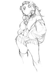 1girls big_breasts curvy dung_eater elden_ring female female_only fromsoftware genderswap_(mtf) helmet hoodie hourglass_figure inverted_nipples miniskirt monochrome necktie necktie_between_breasts nightmare_waifu off_shoulder open_clothes pleated_skirt rule_63 serial_killer shapeofdeeplove sketch solo thick_thighs wide_hips