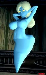 1girls 3d 3d_(artwork) big_breasts big_thighs big_tits blue_body breasts female female_only ghost ghost_girl ghost_nipples ghost_tail hands_behind_head long_hair looking_at_viewer luigi's_mansion mario_(series) melody_pianissima naked nintendo nipples no_pupils nude platinum_blonde_hair relliksb smile solo thick thick_hips thick_thighs tits wide_hips yellow_eyes