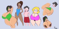 ass bikini breasts bulge charlie_(plaga) cleavage female freckles hand_on_breast huge_ass huge_breasts human larger_female lucas_(plaga) magali_(plaga) male nipples original original_character original_characters paizuri penis plaga size_difference smaller_male thick_thighs thighs topless wide_hips zora_(plaga)