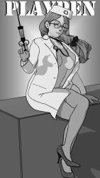 3d black_and_white cel_shading gunchapred long_hair mercedes_von_martritz nurse nurse_cap nurse_uniform reds_light_district syringe tagme