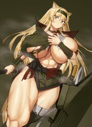 1girls abs alternate_breast_size animal_ear_fluff animal_ears arknights big_breasts big_thighs blonde_hair blush boots breasts breasts_bigger_than_head busty cannon collar curvaceous curvy dark_green_background dem_legs destroyed_clothing earpiece embarrassed enormous_breasts enormous_thighs fluffy_ears giant_breasts gigantic_breasts gradient_background green_background green_eyes hair_between_eyes hairband hairclip hand_on_own_breast heavy_breathing hips holding_object holding_weapon horn_(arknights) huge_breasts huge_thighs hyper_breasts hyper_thighs large_breasts large_thighs leg_wrap legs light-skinned_female light_skin long_hair looking_at_viewer massive_breasts massive_thighs melon22 military military_uniform multi_ear muscular muscular_female muscular_thighs necklace olive_background pale-skinned_female pale_skin ripped_clothing seductive seductive_look seductive_pose serious shield steam sweat sweatdrop thick_legs thick_thighs thighs toned toned_body toned_female toned_legs toned_stomach torn_clothes very_long_hair voluptuous waist wasp_waist weapon wide_hips wide_thighs wolf_ears wolf_girl wolf_tail