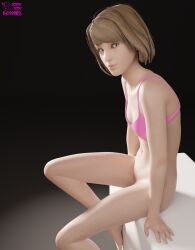 3d blender bob_cut bra casual female female_focus female_only life_is_strange looking_at_viewer max_caulfield perky_breasts pink_bra pose sitting small_breasts solo solo_female tinytitlover