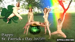 3d appallington asphyxiation blue_eyes bullwhip ginger ginger_hair grass green_eyes hanged irish irish_mythology naked nipples noose nude nude_female outdoors pot_of_gold pussy rainbow red_hair redhead shamrock st_patrick whip whip_marks whipped whipping whipping_marks