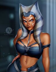 1girls ahsoka_tano alice_rauch alien alien_humanoid alternate_version_available athletic athletic_female big_breasts blue_eyes clone_wars female female_focus female_only hand_on_hip hi_res high_resolution highres lips looking_at_viewer orange_body orange_skin red_lipstick solo solo_focus standing star_wars tagme the_clone_wars:_season_seven togruta