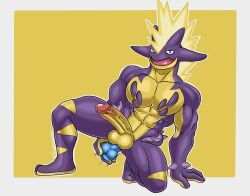 amped_toxtricity anal anthro dildo erection generation_8_pokemon hi_res male male_only nintendo pokemon pokemon_(species) sex_toy solo solo_male toned_muscles toxtricity triceramonster